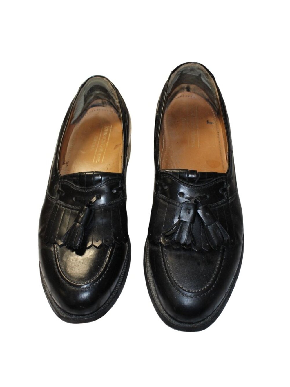 Vtg Johnston Murphy Optima Black Leather Kiltie Tassel Loafers Dress Shoes